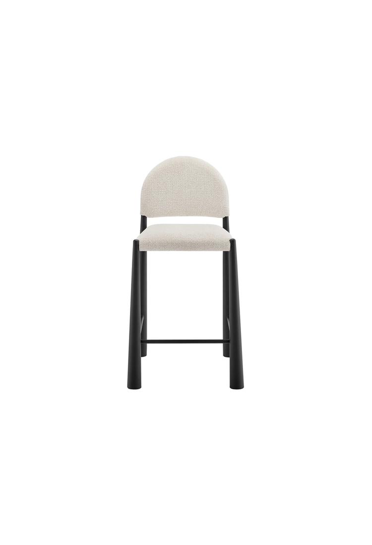 Tabouret de bar en tissu Alura, noir crème