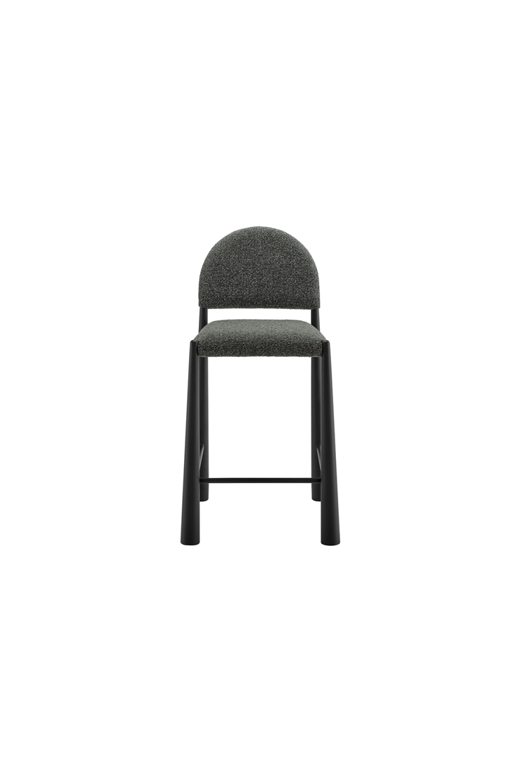 Tabouret de bar en tissu Alura, noir anthracite