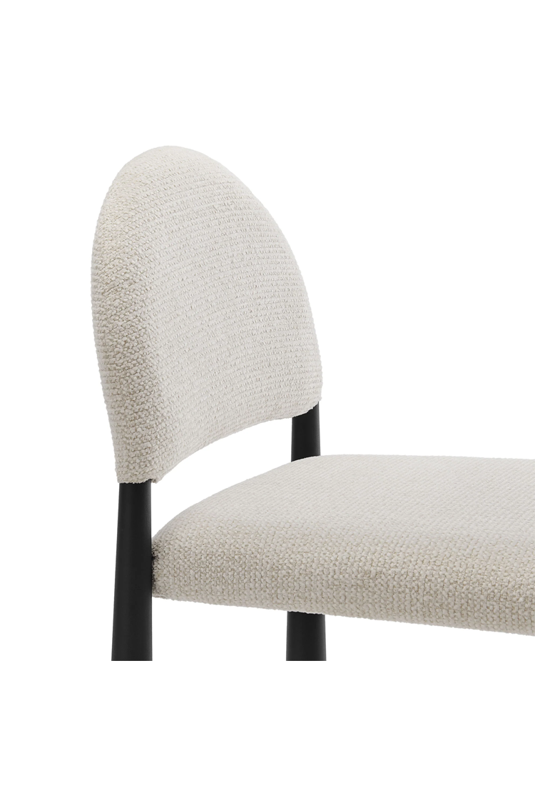 Tabouret de bar en tissu Alura, noir crème