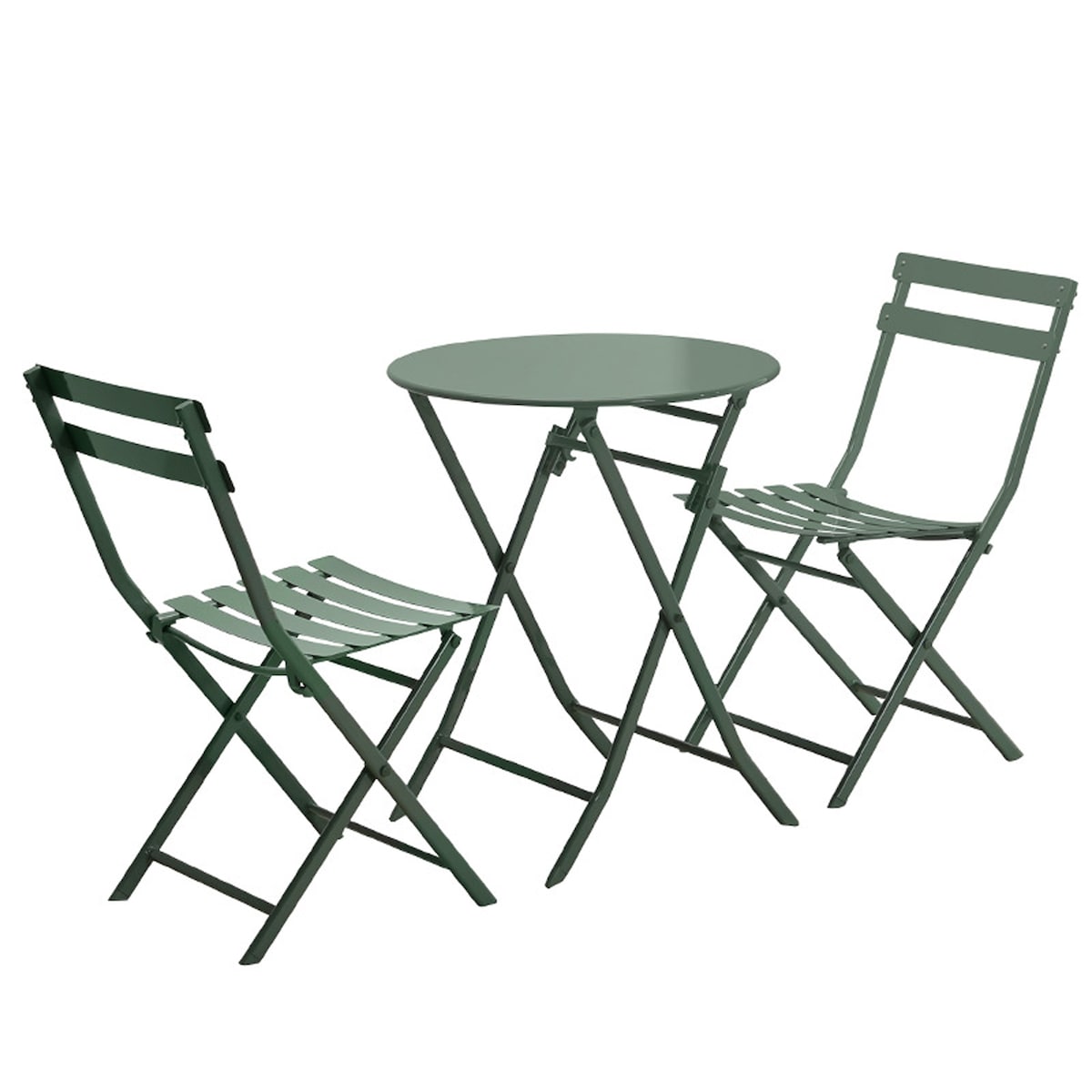 Ensemble bistrot de terrasse 3 pièces : table ronde et chaises pliantes