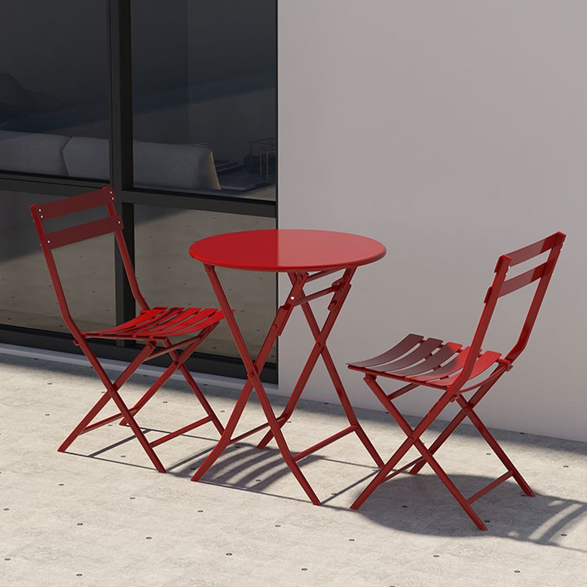 Ensemble bistrot de terrasse 3 pièces : table ronde et chaises pliantes