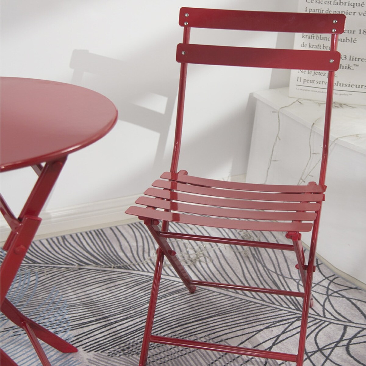 Ensemble bistrot de terrasse 3 pièces : table ronde et chaises pliantes