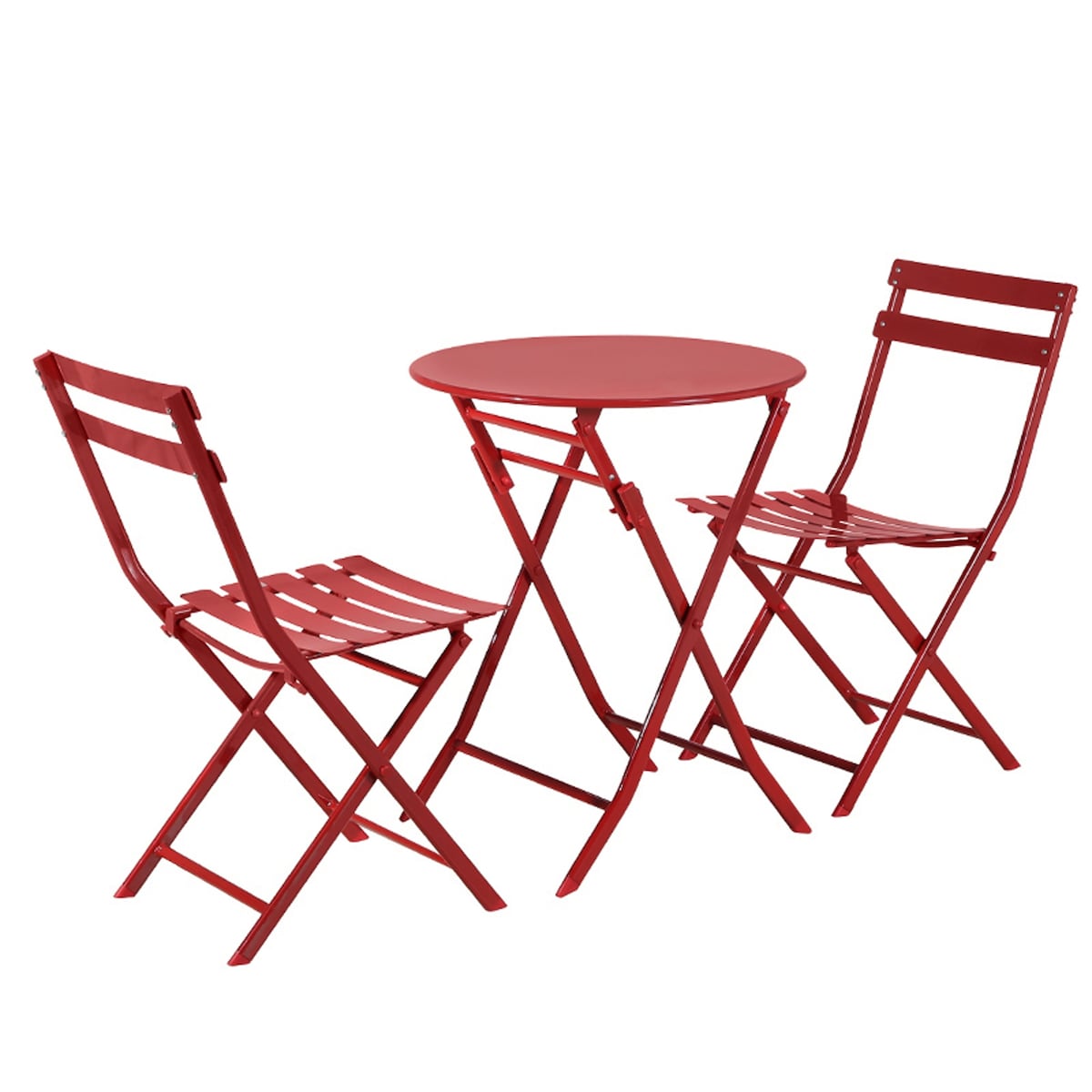 Ensemble bistrot de terrasse 3 pièces : table ronde et chaises pliantes