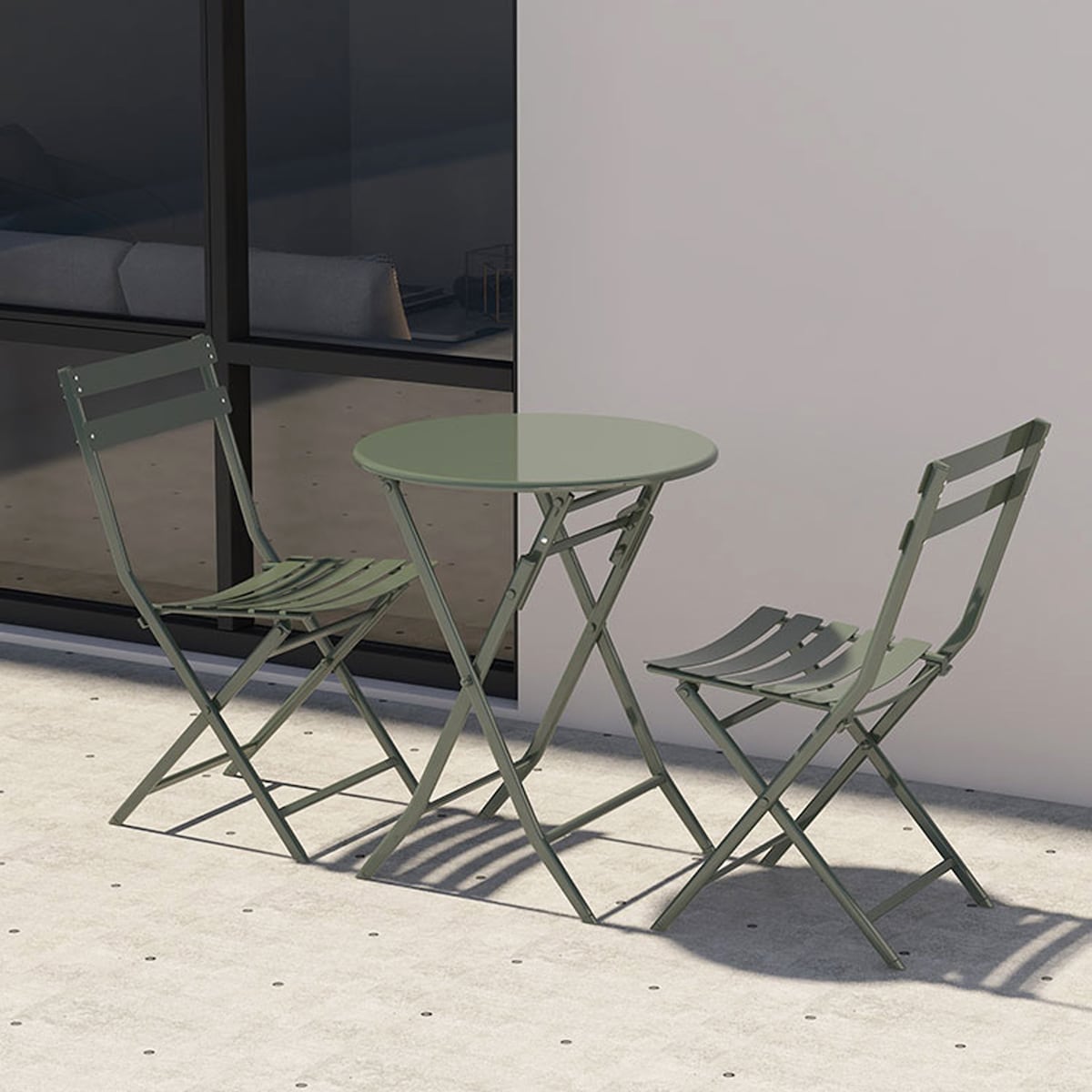 Ensemble bistrot de terrasse 3 pièces : table ronde et chaises pliantes