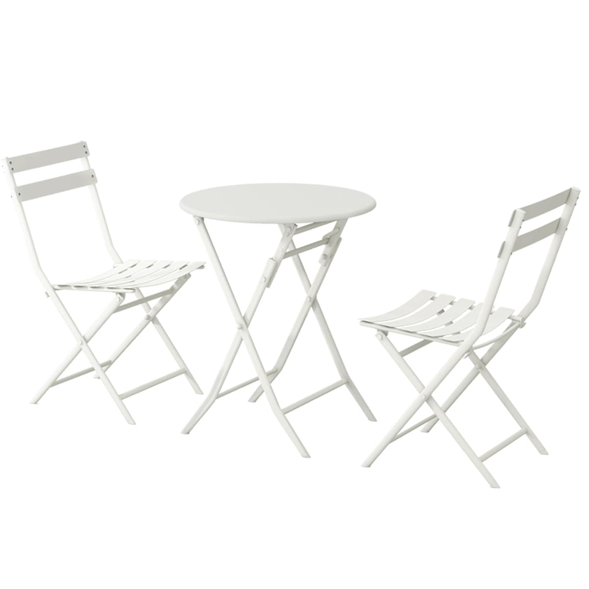 Ensemble bistrot de terrasse 3 pièces : table ronde et chaises pliantes