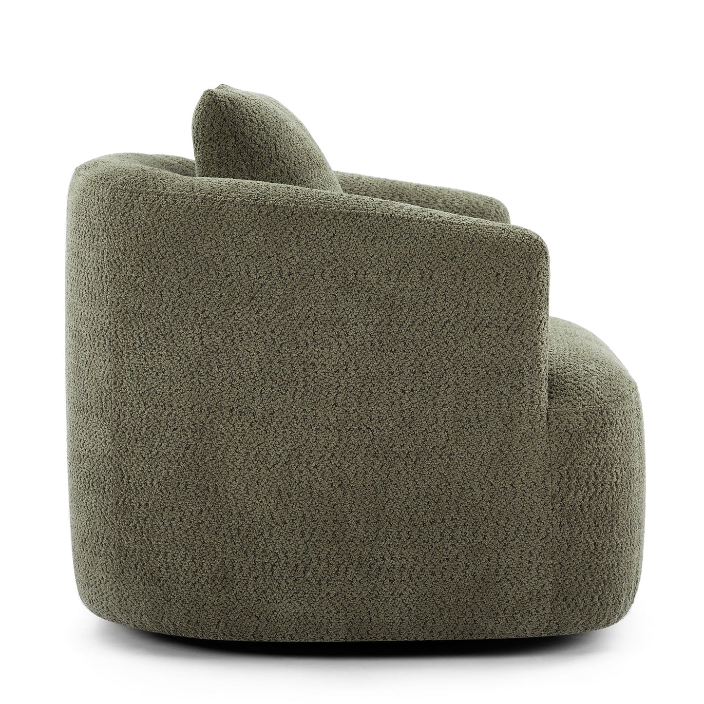 Chaise pivotante à 360°, chaise d'appoint en boucle de 38,2 pouces avec coussin décoratif, chaise de canapé en forme de tonneau avec accoudoirs incurvés.