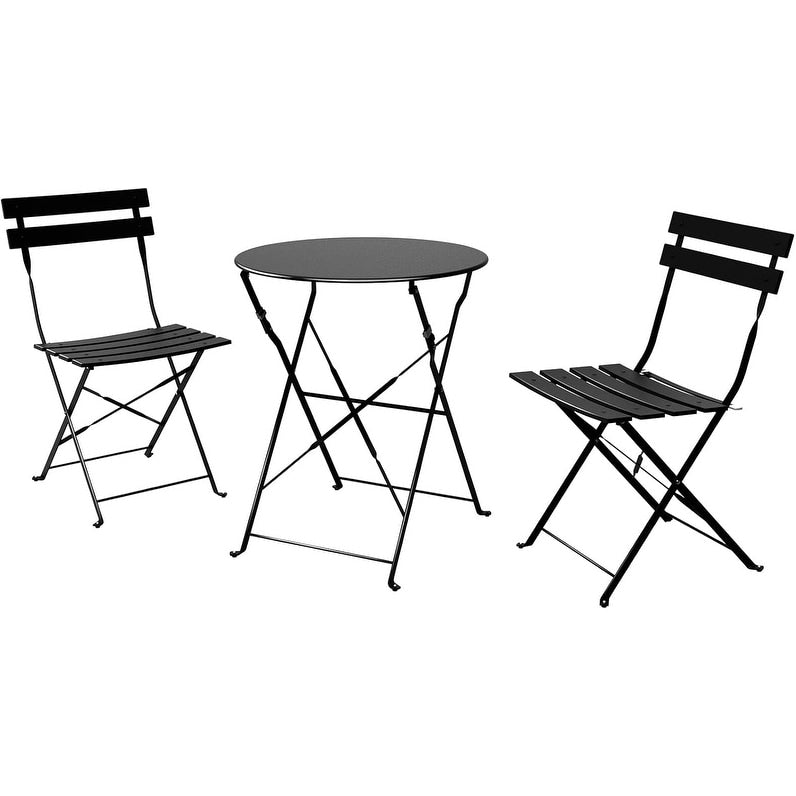 Ensemble de bistro pliable en métal 3 pièces, ensemble de conversation résistant aux intempéries pour l'intérieur et l'extérieur, pour patio, jardin, cour.