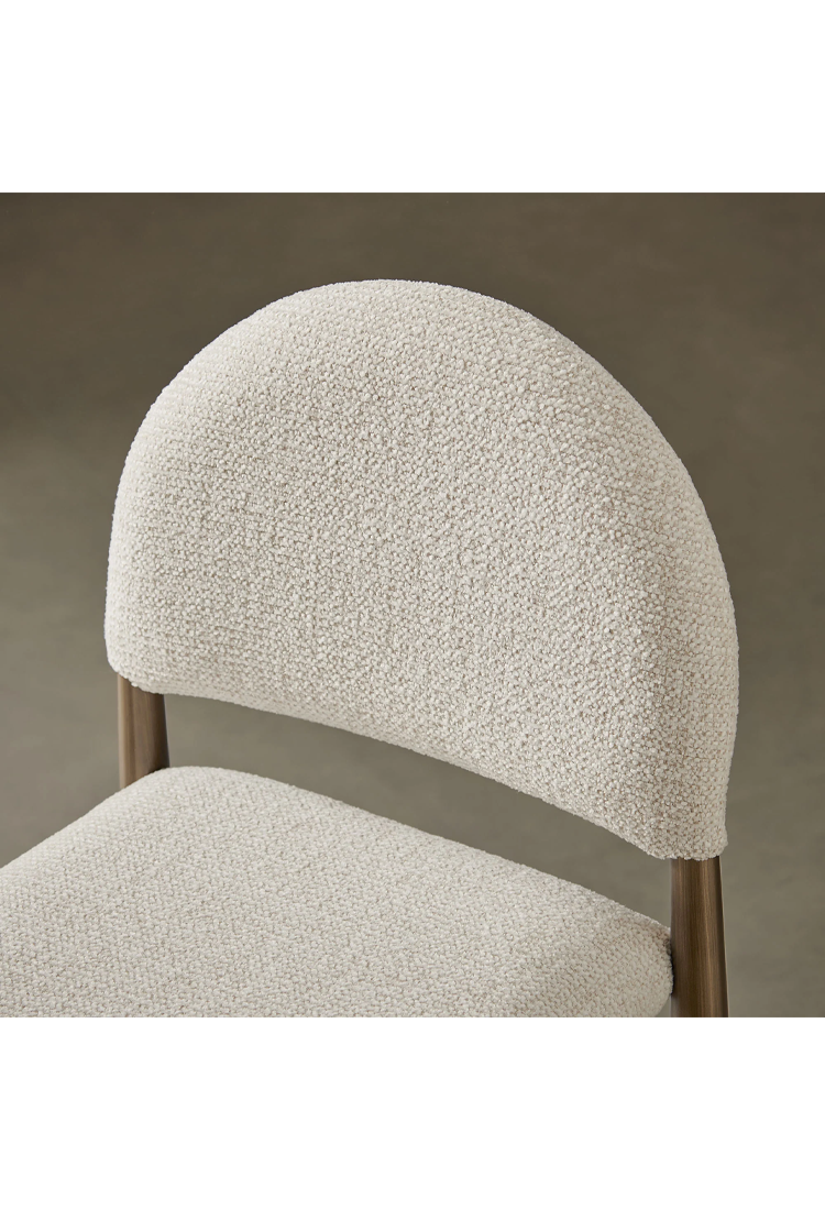 Tabouret de bar en tissu Alura, laiton crème