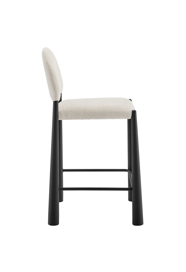 Tabouret de bar en tissu Alura, noir crème