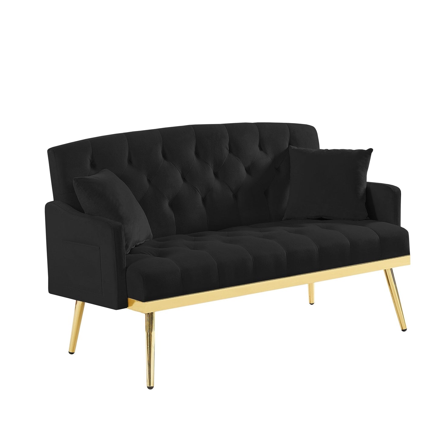 Canapé 2 places en velours 55.5 avec 2 coussins, design contemporain et assemblage facile.