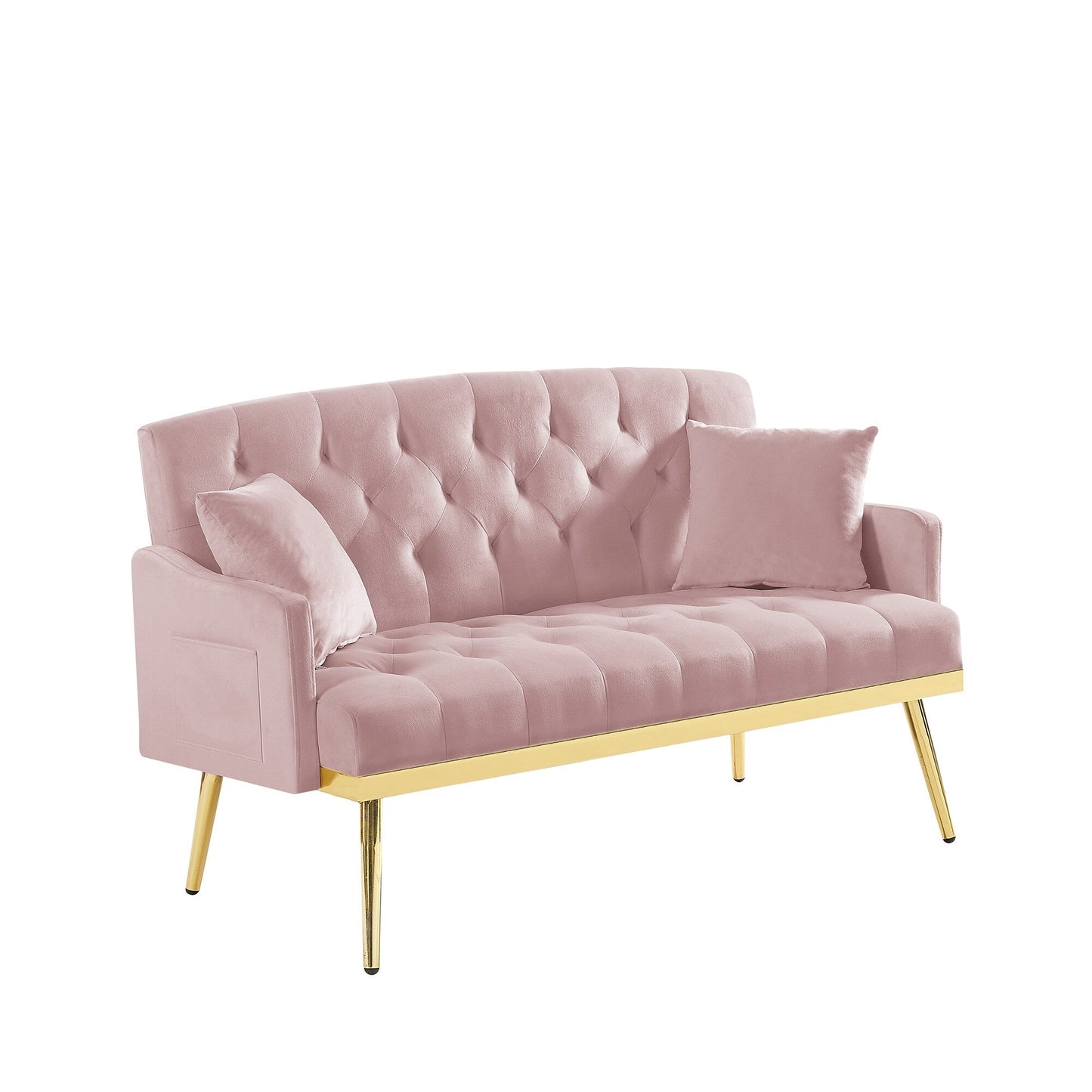 Canapé 2 places en velours 55.5 avec 2 coussins, design contemporain et assemblage facile.
