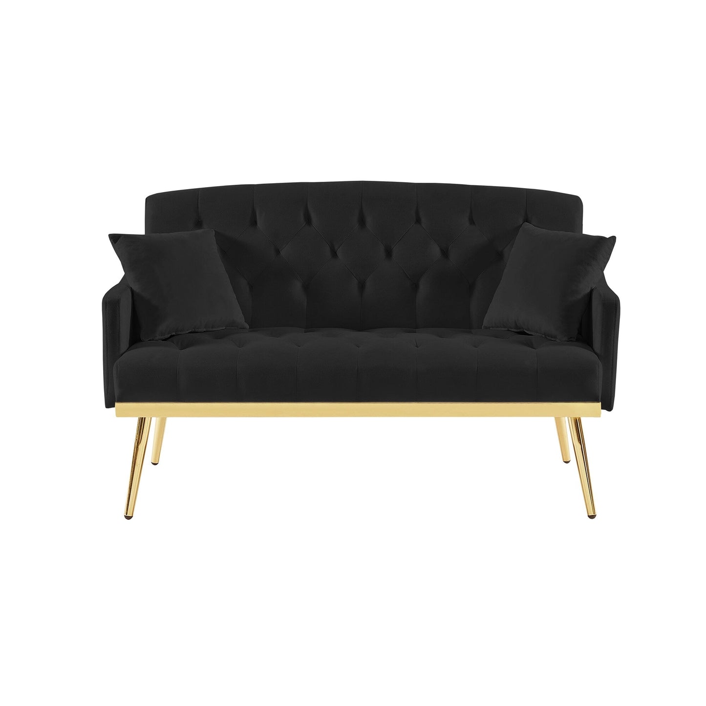 Canapé 2 places en velours 55.5 avec 2 coussins, design contemporain et assemblage facile.