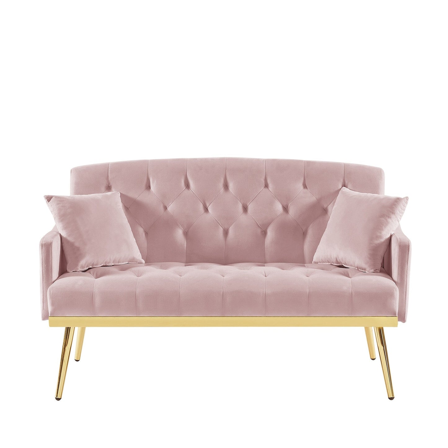 Canapé 2 places en velours 55.5 avec 2 coussins, design contemporain et assemblage facile.