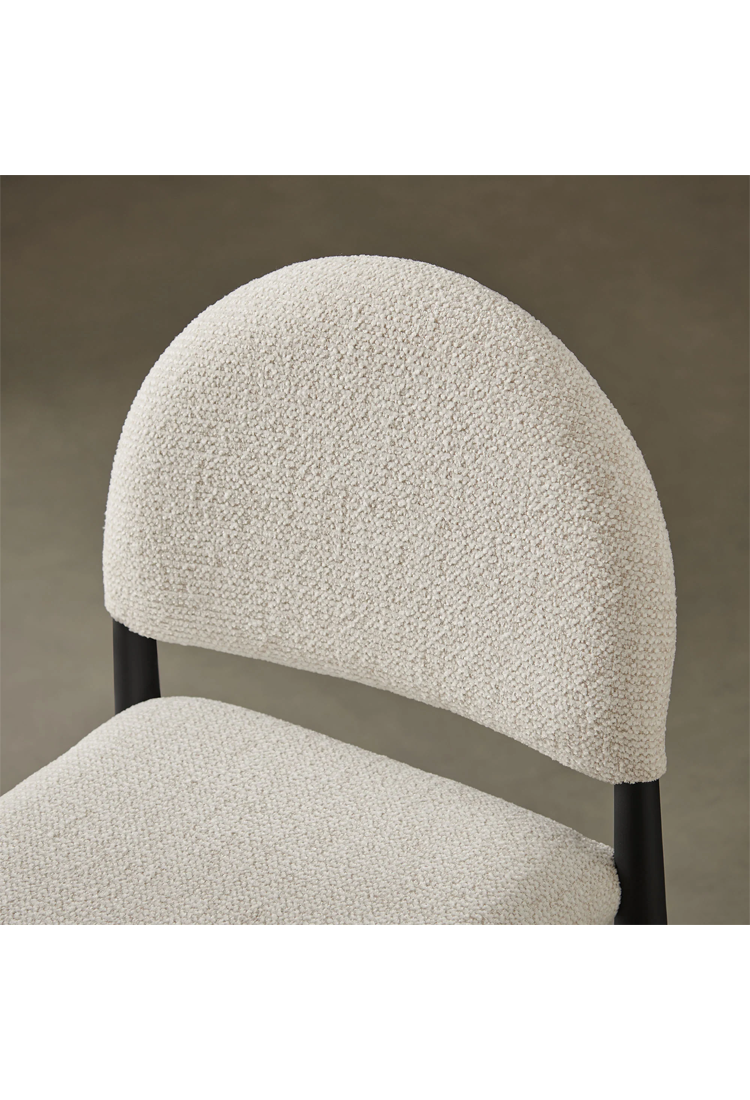 Tabouret de bar en tissu Alura, noir crème