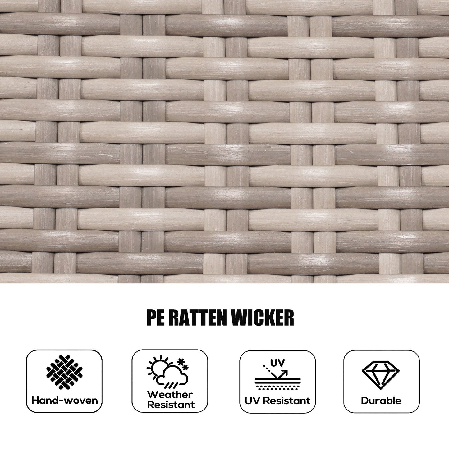 Ensemble de salle à manger rond en rotin pour extérieur, 7 pièces, avec coussins, par Moda Furnishings