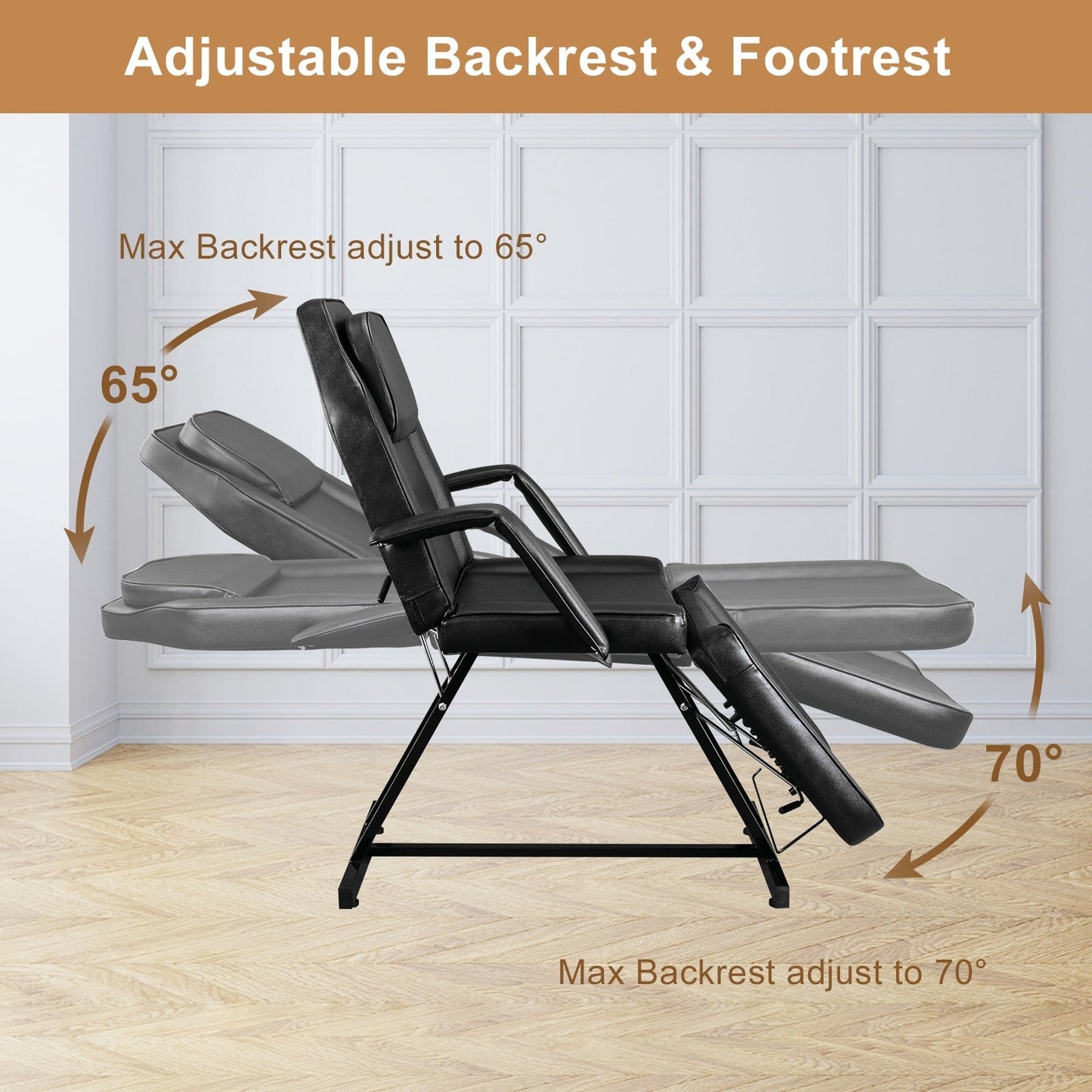 Table de massage, lit de beauté, chaise de tatouage réglable 73 avec tabouret