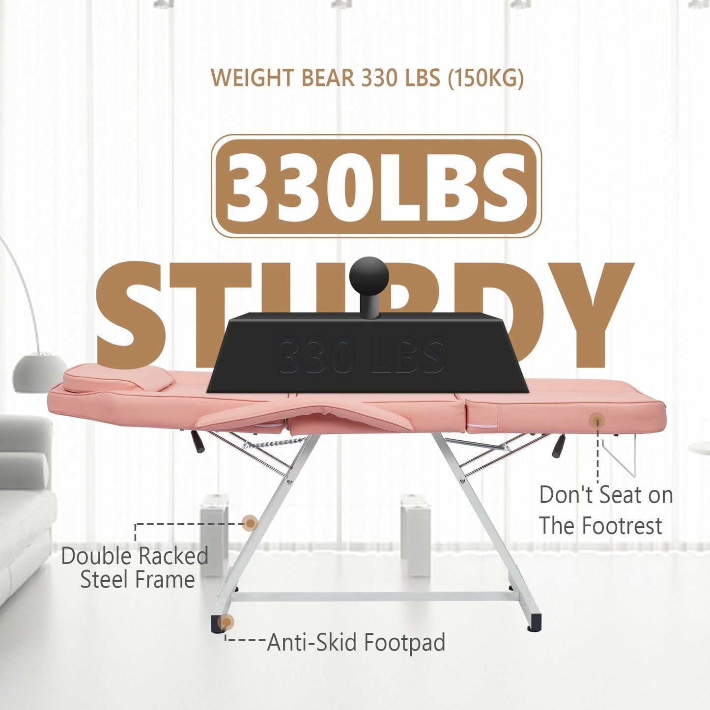 Table de massage, lit de beauté, chaise de tatouage réglable 73 avec tabouret