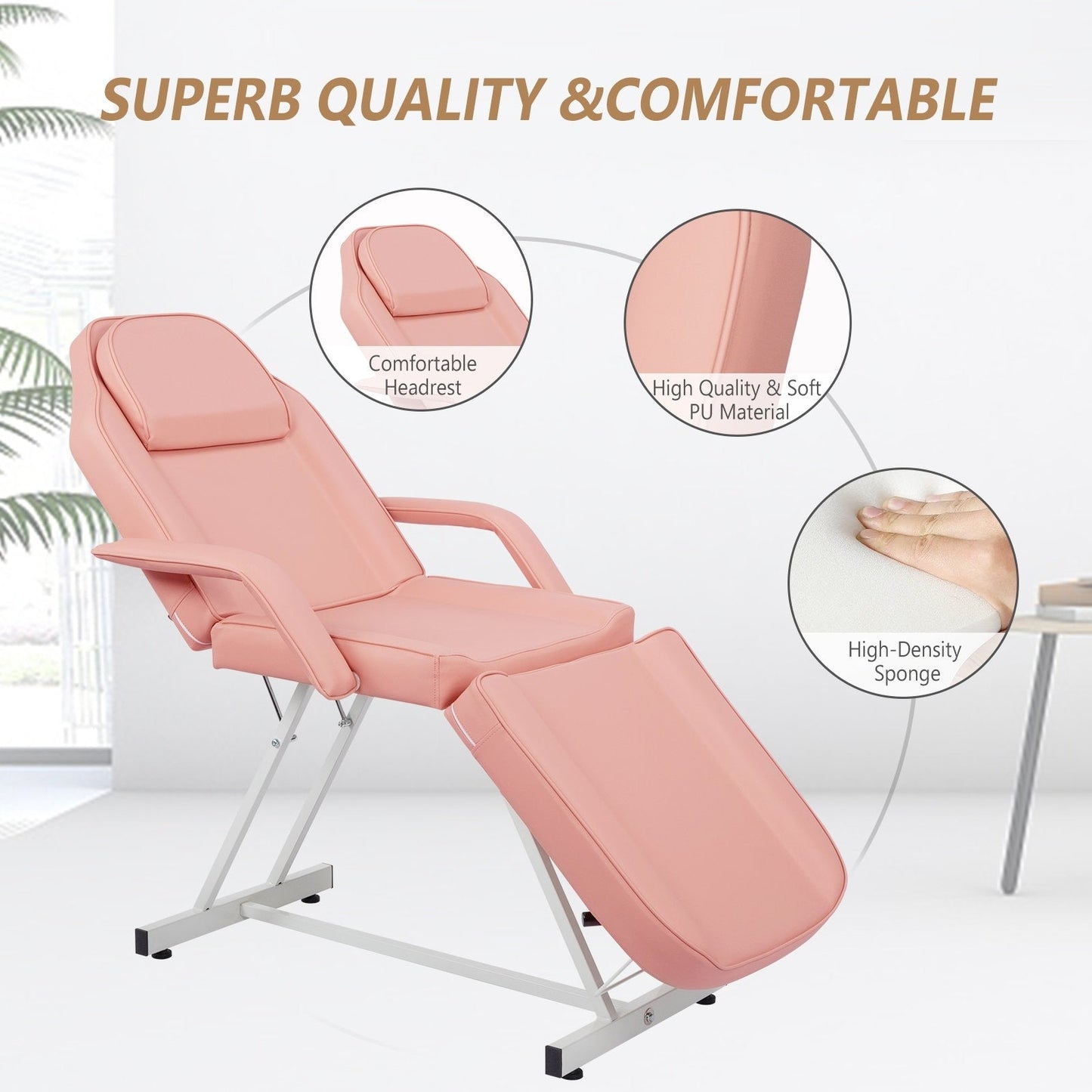 Table de massage, lit de beauté, chaise de tatouage réglable 73 avec tabouret
