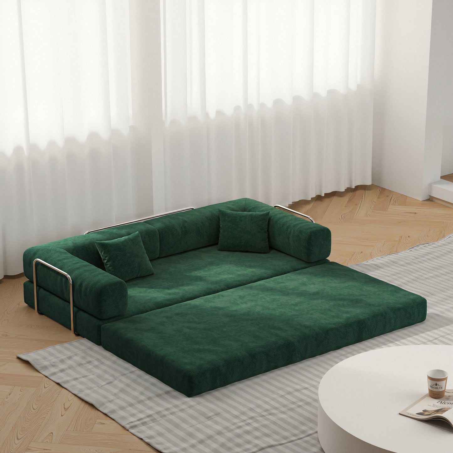 Canapé d'angle modulaire de 78,8 pouces, canapé-lit convertible en forme de pudding, canapé-lit au sol avec accoudoirs confortables.