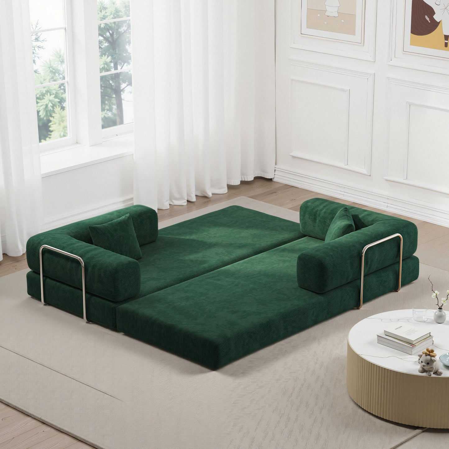 Canapé d'angle modulaire de 78,8 pouces, canapé-lit convertible en forme de pudding, canapé-lit au sol avec accoudoirs confortables.