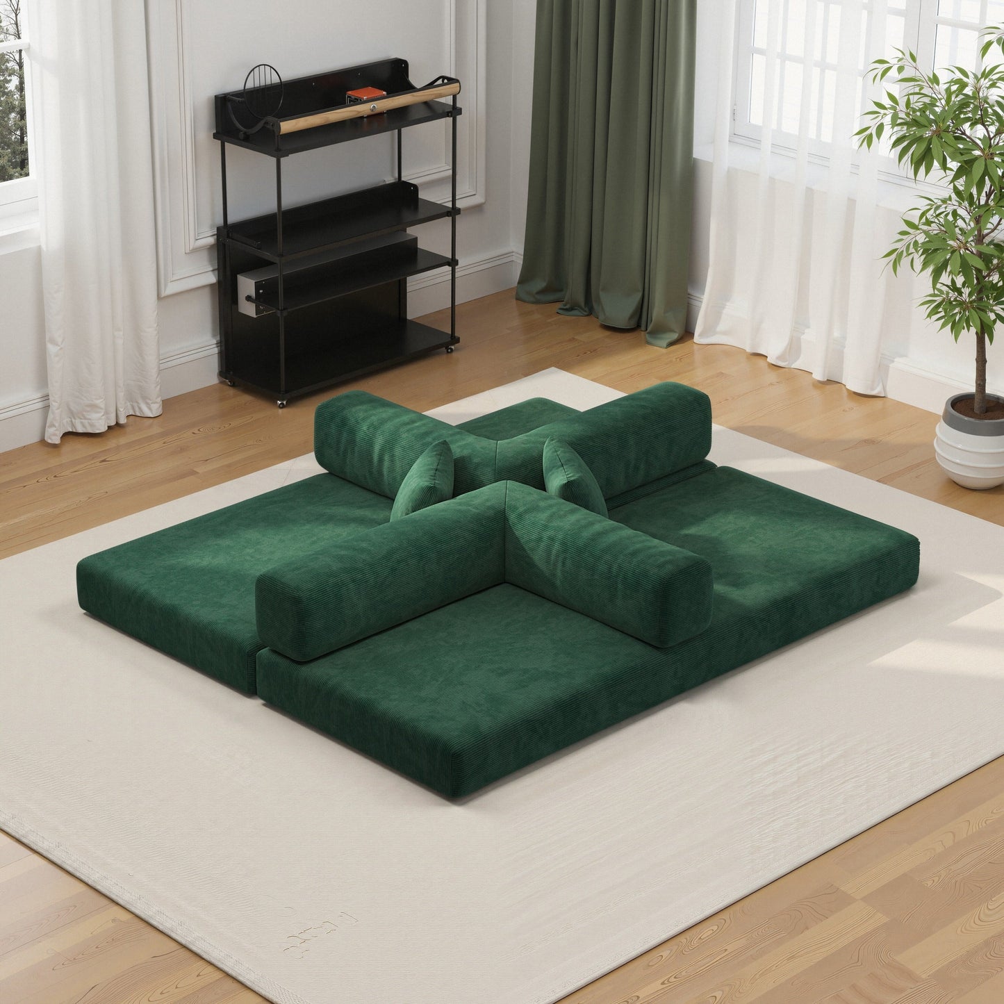 Canapé d'angle modulaire de 78,8 pouces, canapé-lit convertible en forme de pudding, canapé-lit au sol avec accoudoirs confortables.