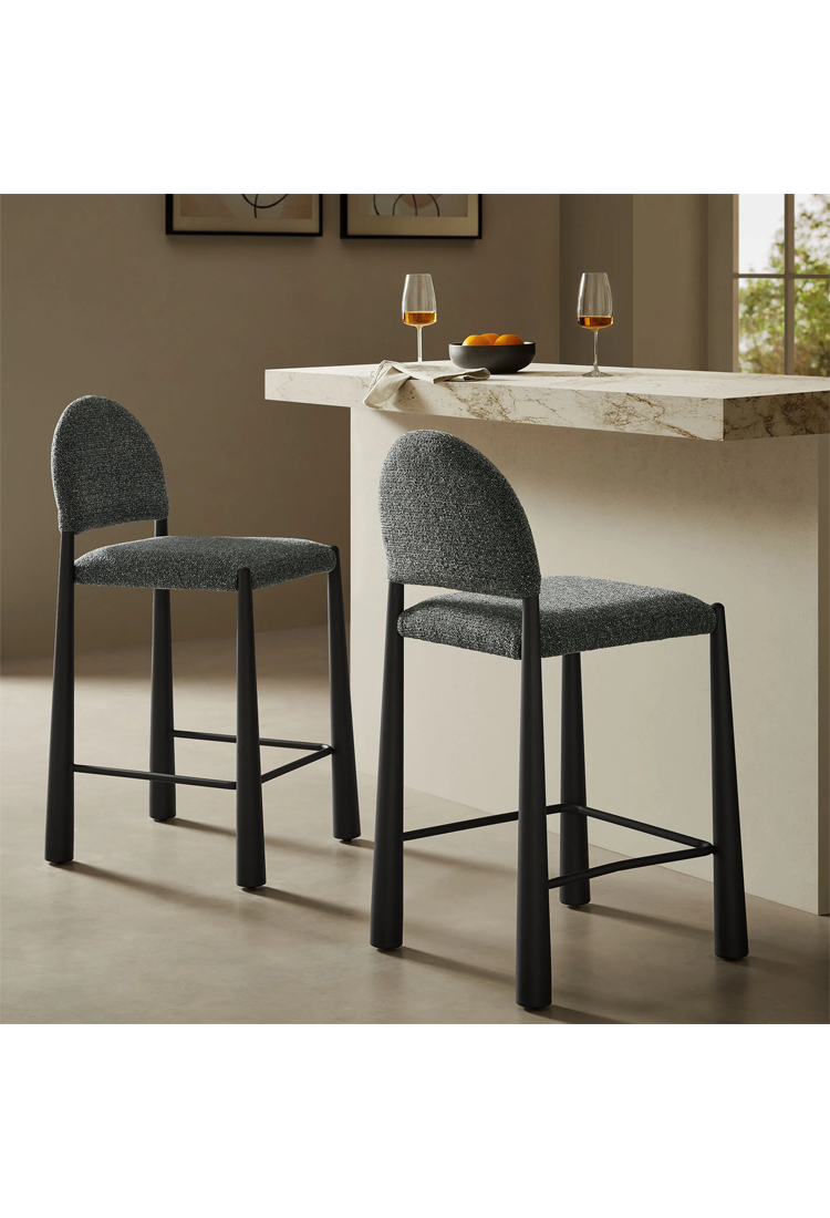 Tabouret de bar en tissu Alura, noir anthracite