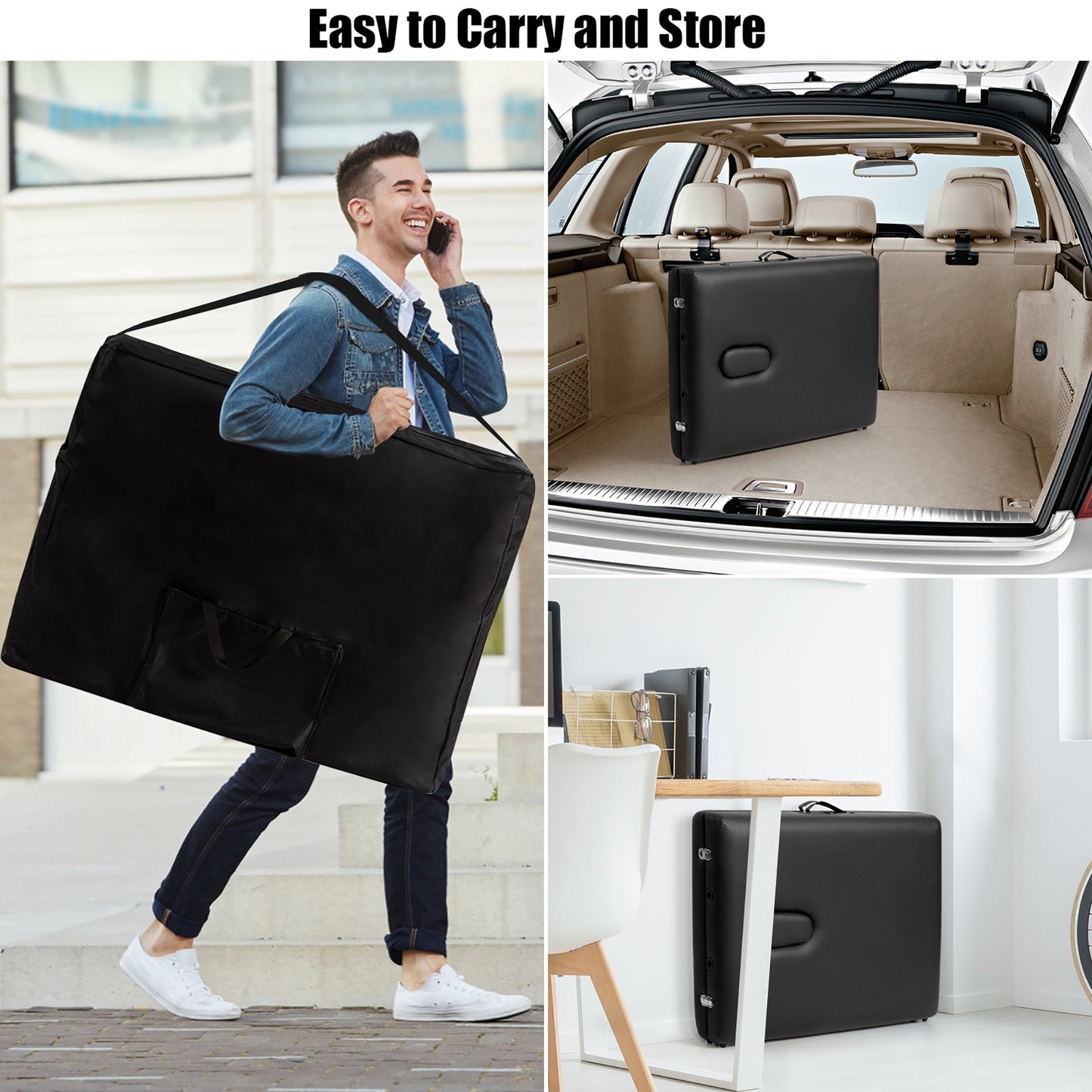 Table de massage portable 84''L, table de spa visage réglable, lit de tatouage avec sac de transport