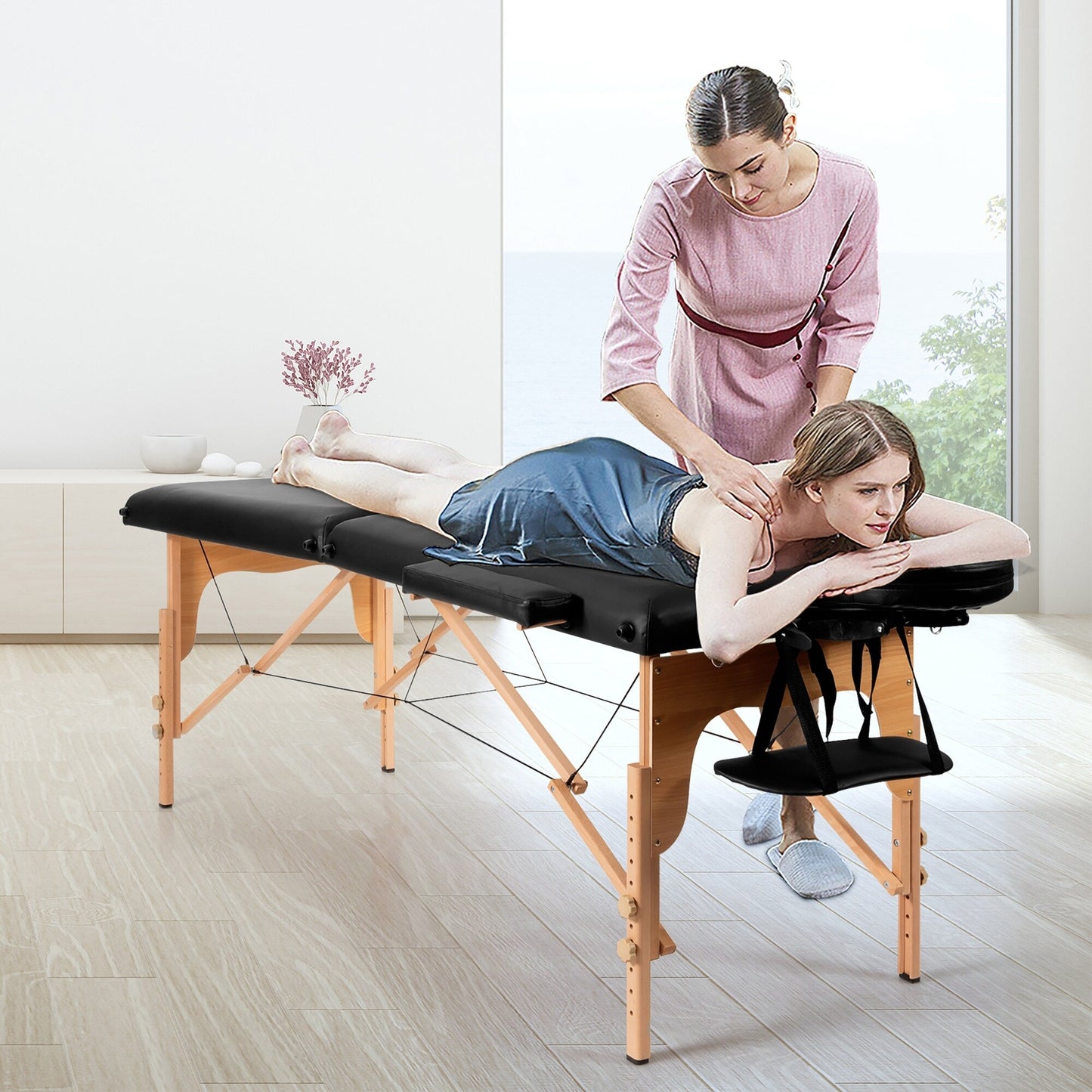Table de massage portable 84''L, table de spa visage réglable, lit de tatouage avec sac de transport