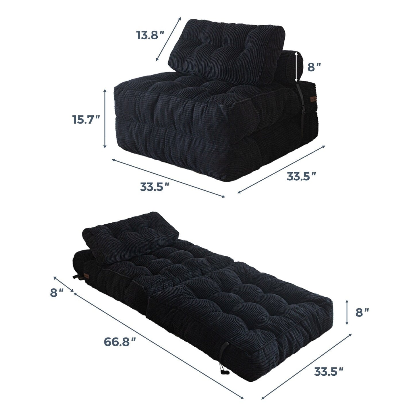 8 Canapé-lit pliable en velours côtelé, simple