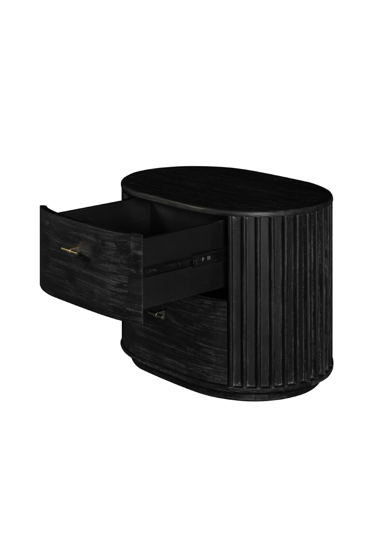 Table de chevet Cadenza en acacia, noire