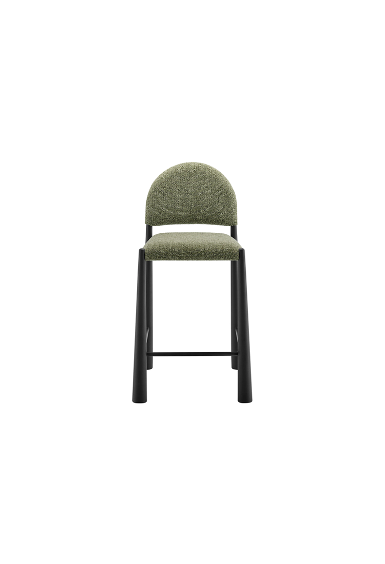 Tabouret de bar en tissu Alura, feuille noire