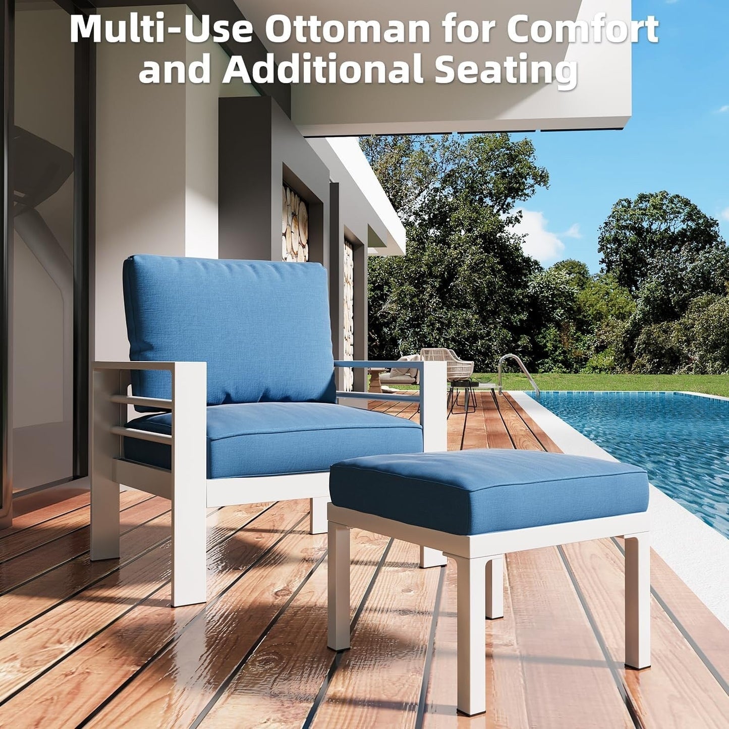 AECOJOY Ensemble de meubles de patio en aluminium 7 pièces, ensemble de conversation d'extérieur