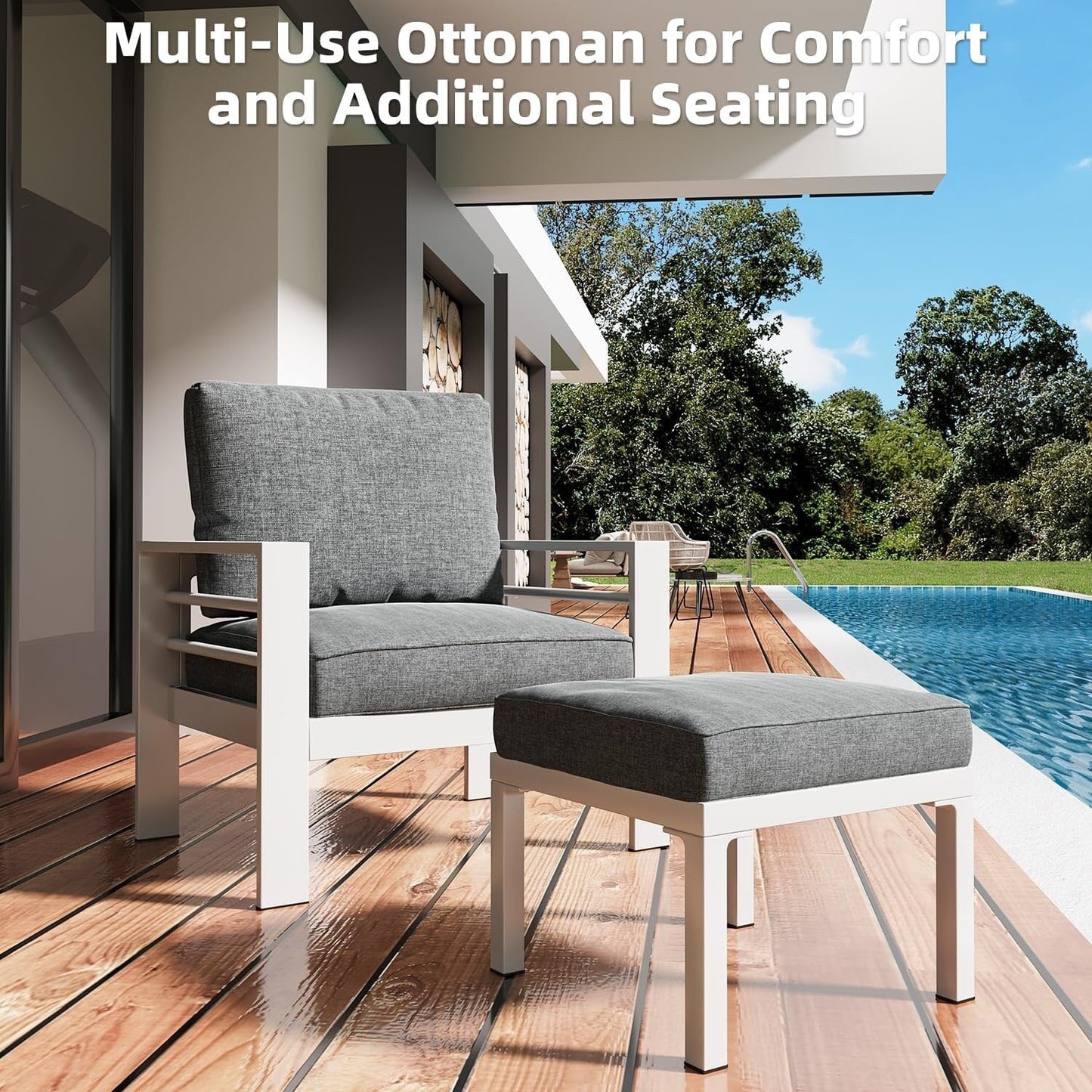 AECOJOY Ensemble de meubles de patio en aluminium 7 pièces, ensemble de conversation d'extérieur