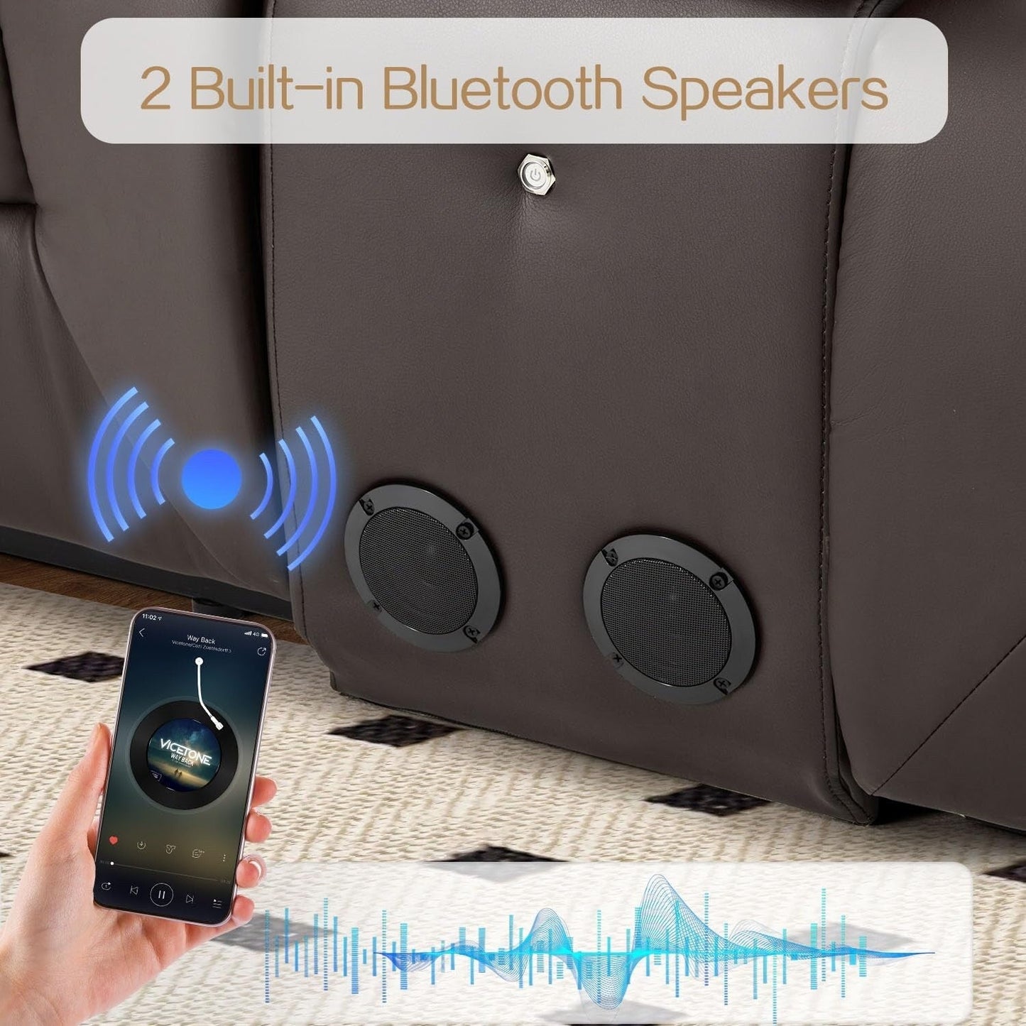 Canapé inclinable AECOJOY, manuel, pour camping-car, canapé inclinable en PU, avec console, pour salle de cinéma à domicile.