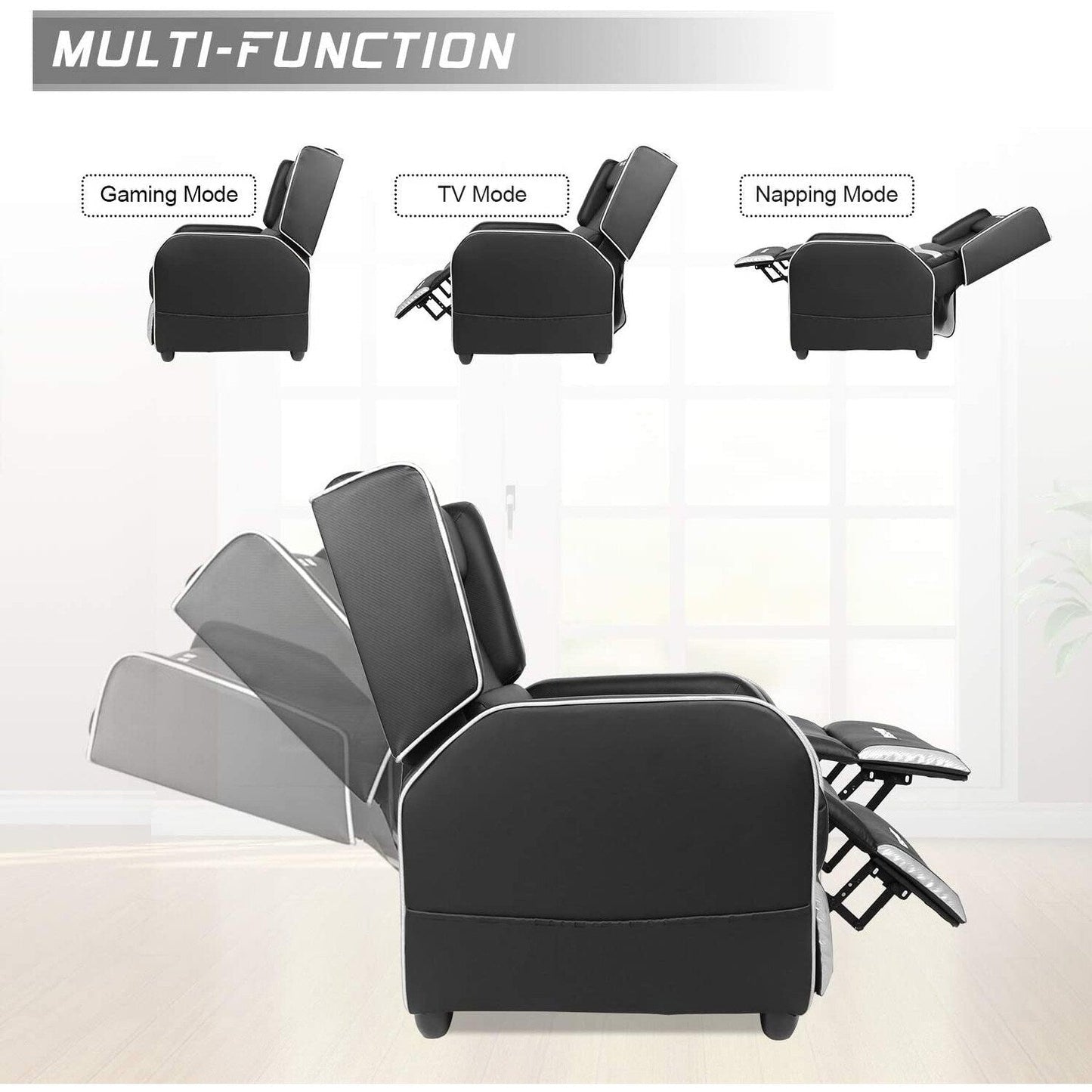 BOSSIN Fauteuil inclinable de jeu ergonomique en cuir PU pour salon