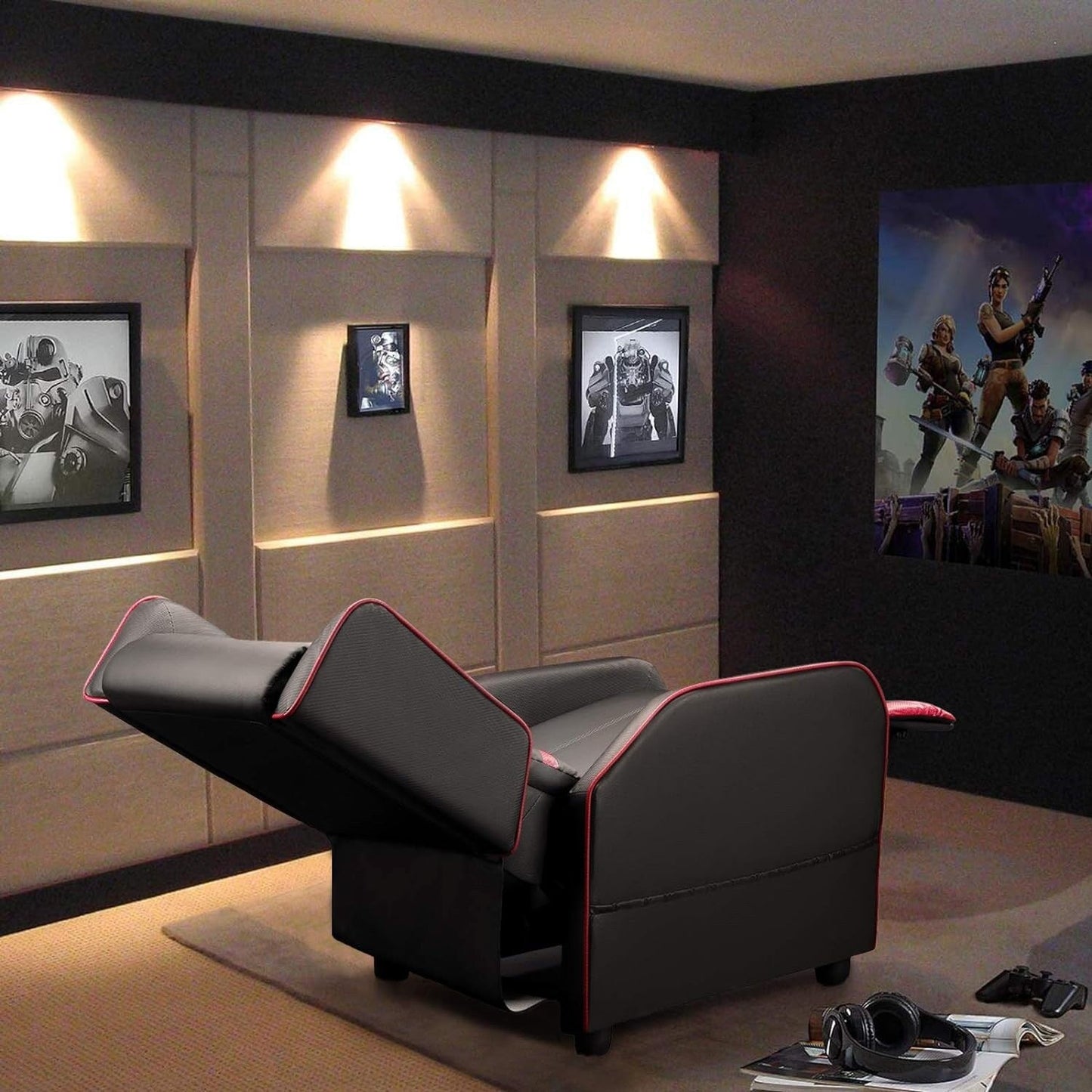 BOSSIN Fauteuil inclinable de jeu ergonomique en cuir PU pour salon