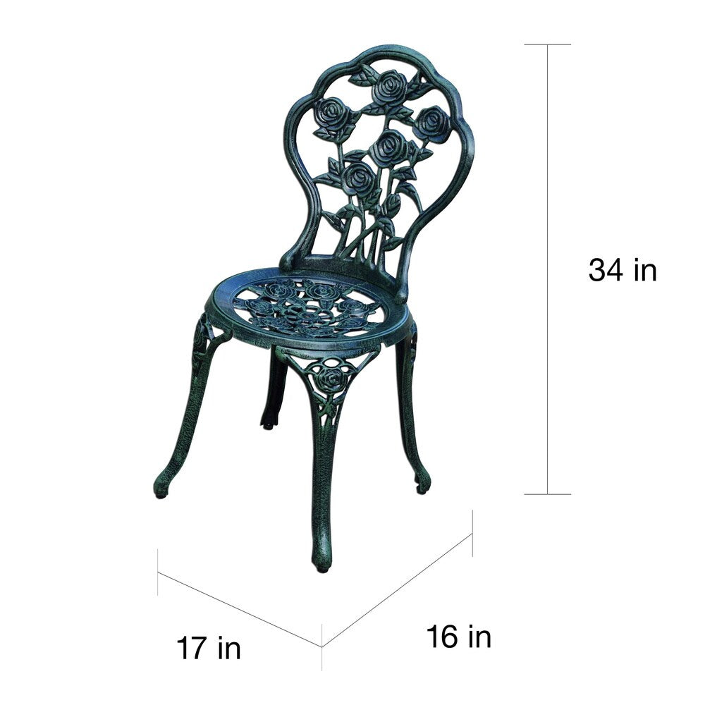 Ensemble de bistro 3 pièces Camellia en aluminium moulé vert Verdi avec table et 2 chaises