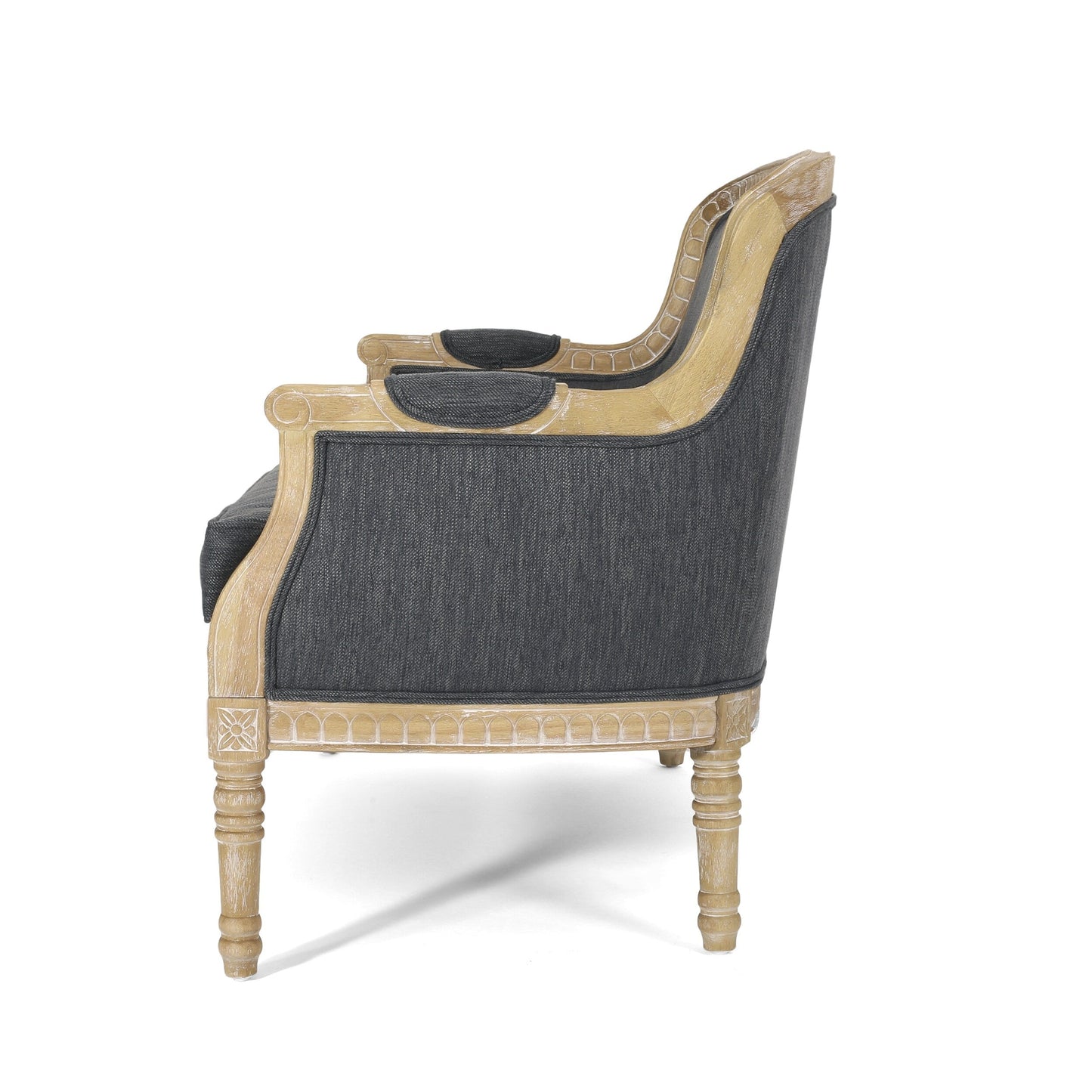 Canapé deux places en bois anthracite avec structure en bois de caoutchouc