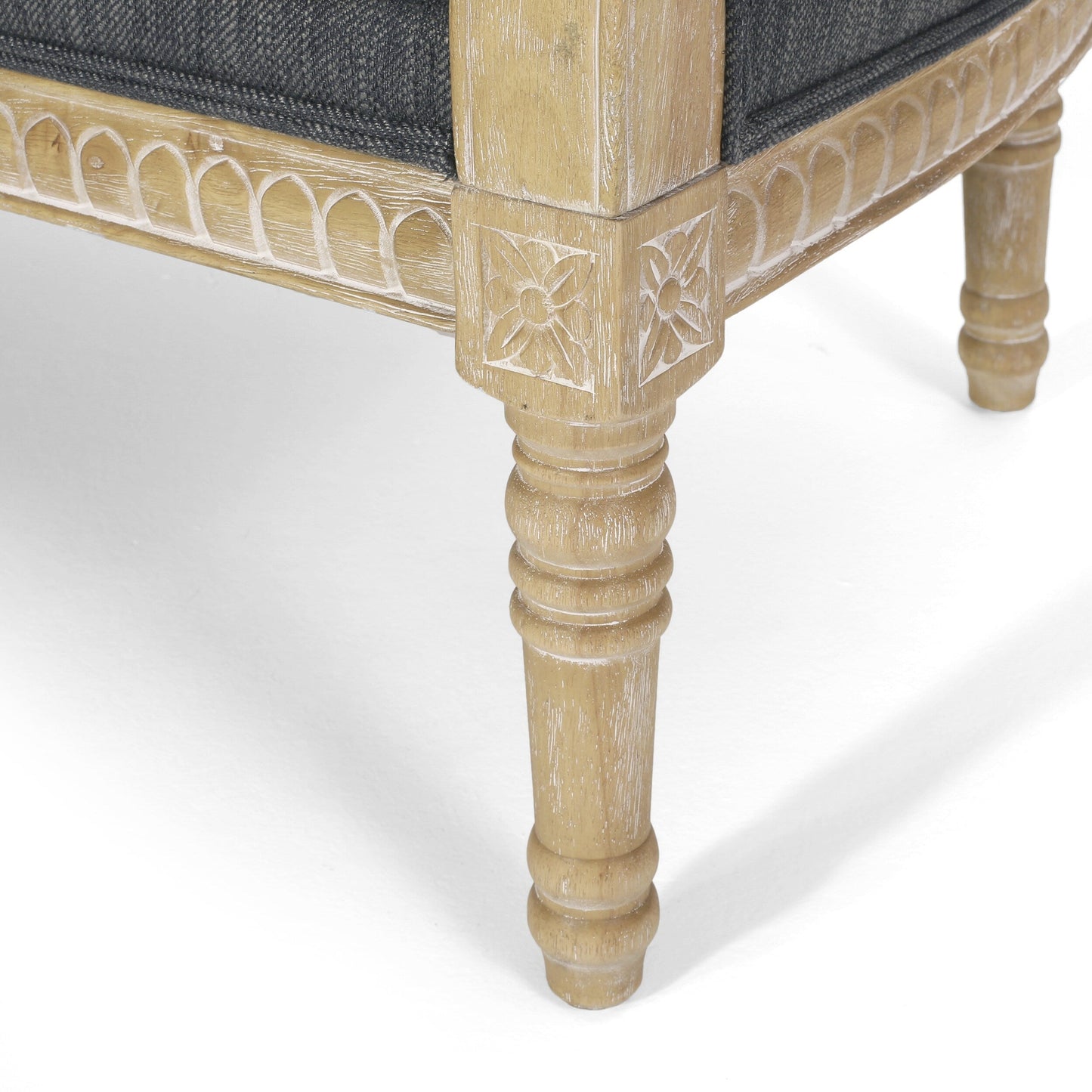 Canapé deux places en bois anthracite avec structure en bois de caoutchouc