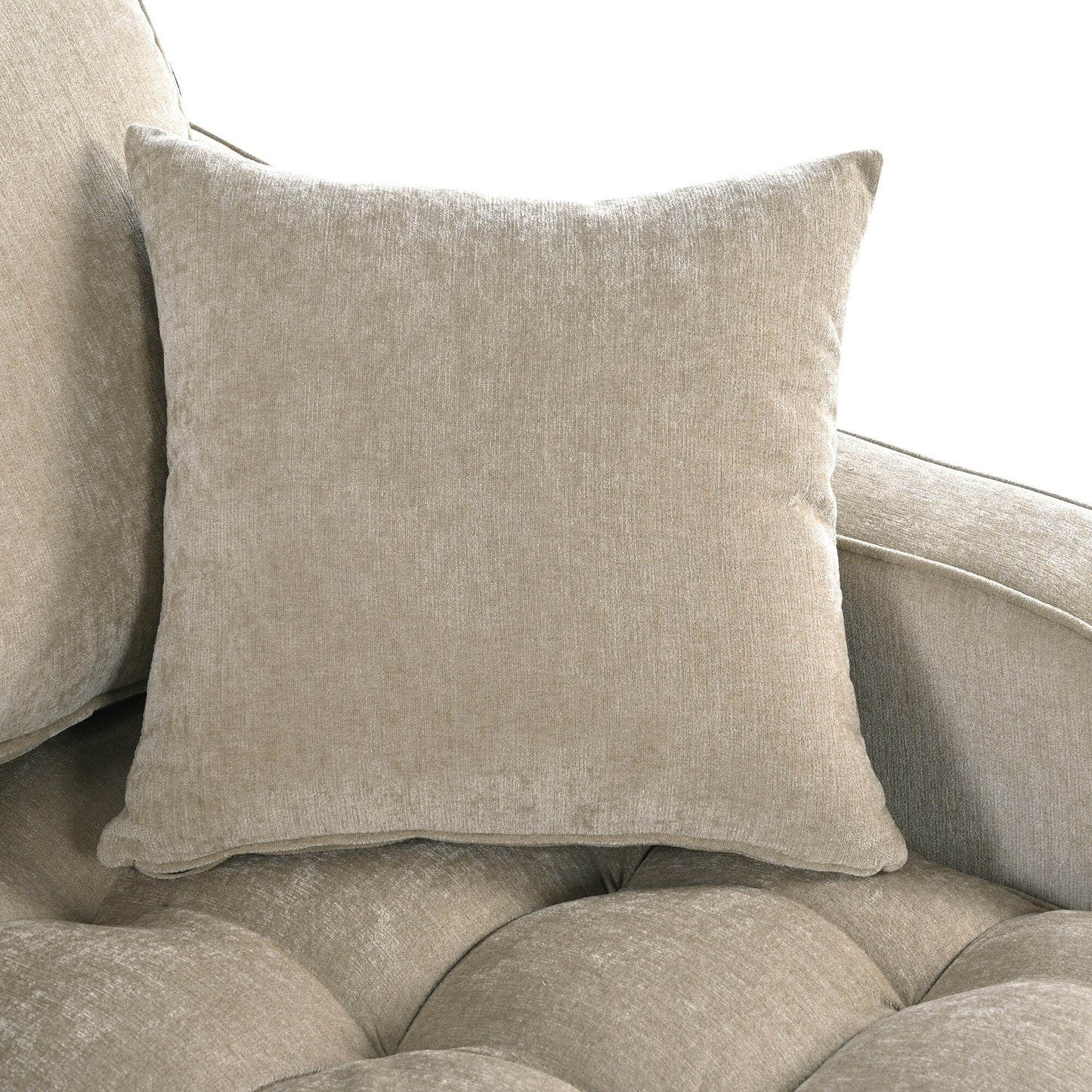 Canapé-lit chaise longue en chenille, canapé-lit recouvert de tissu avec dossier capitonné et 2 coussins amovibles pour le salon.