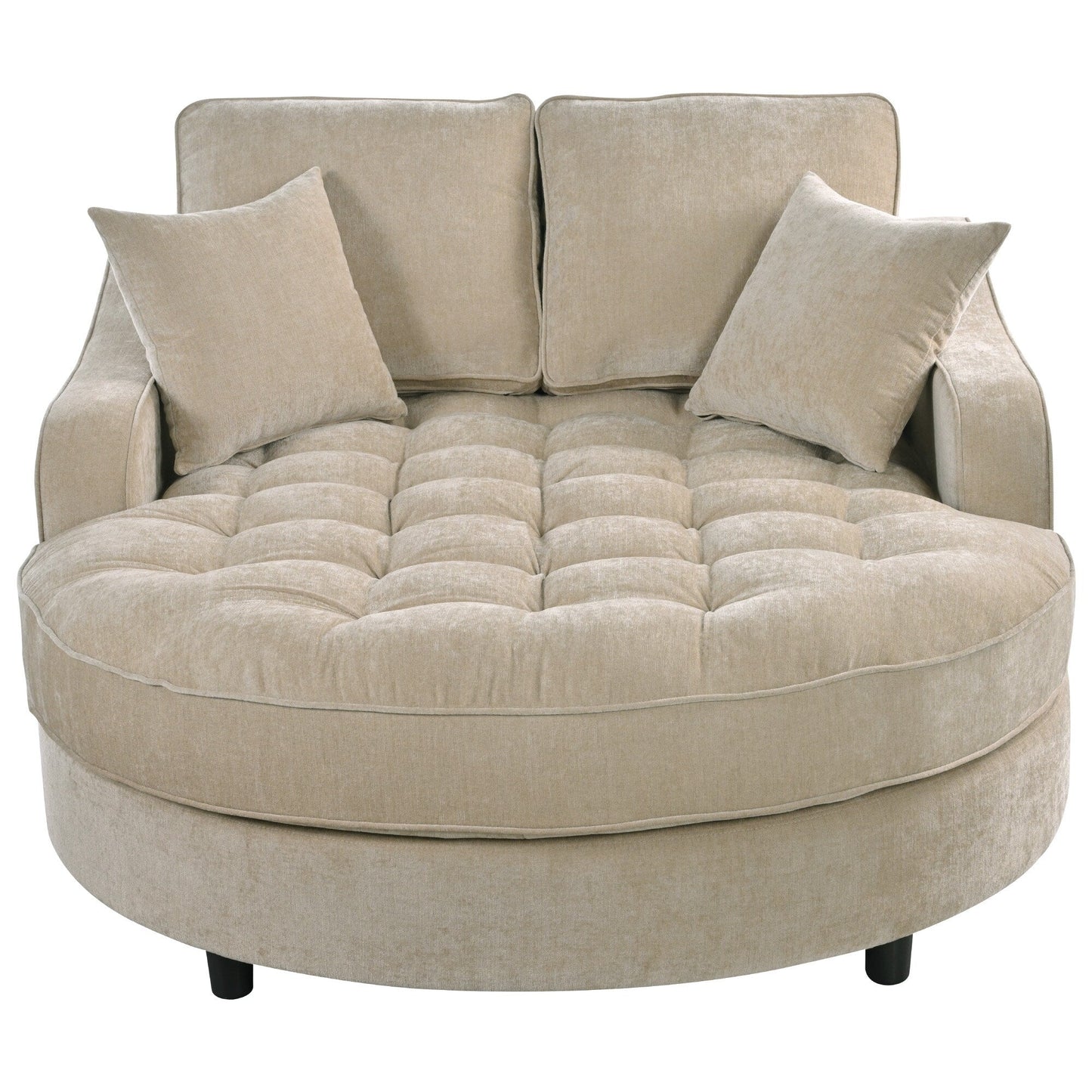 Canapé-lit chaise longue en chenille, canapé-lit recouvert de tissu avec dossier capitonné et 2 coussins amovibles pour le salon.