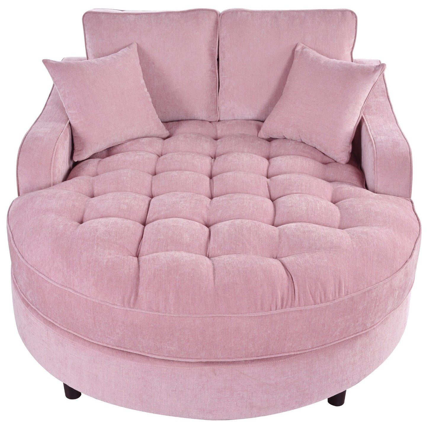 Canapé-lit chaise longue en chenille, canapé-lit recouvert de tissu avec dossier capitonné et 2 coussins amovibles pour le salon.