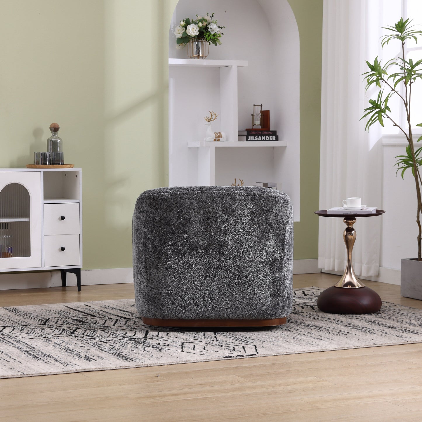 Fauteuil pivotant en chenille, canapé d'appoint confortable à 360 degrés pour salon, chambre à coucher et bureau avec coussin amovible.