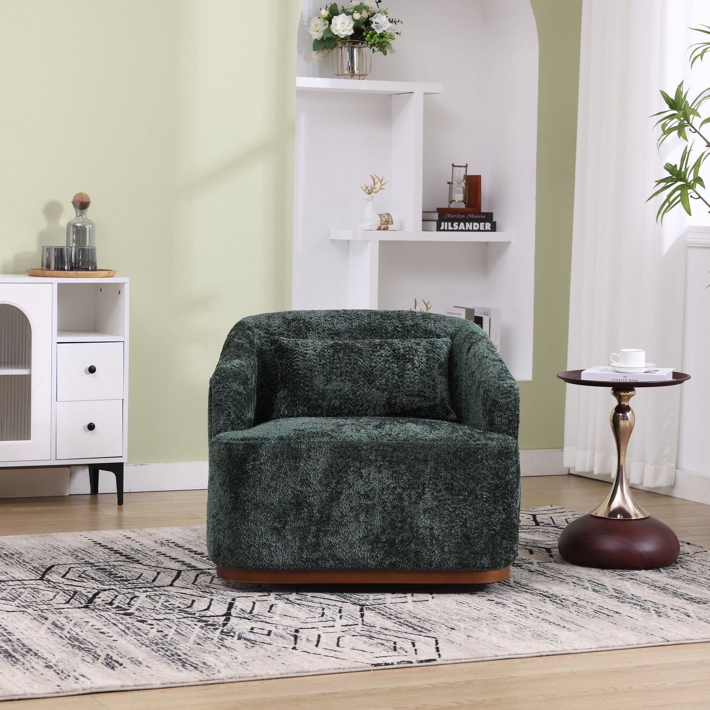 Fauteuil pivotant en chenille, canapé d'appoint confortable à 360 degrés pour salon, chambre à coucher et bureau avec coussin amovible.