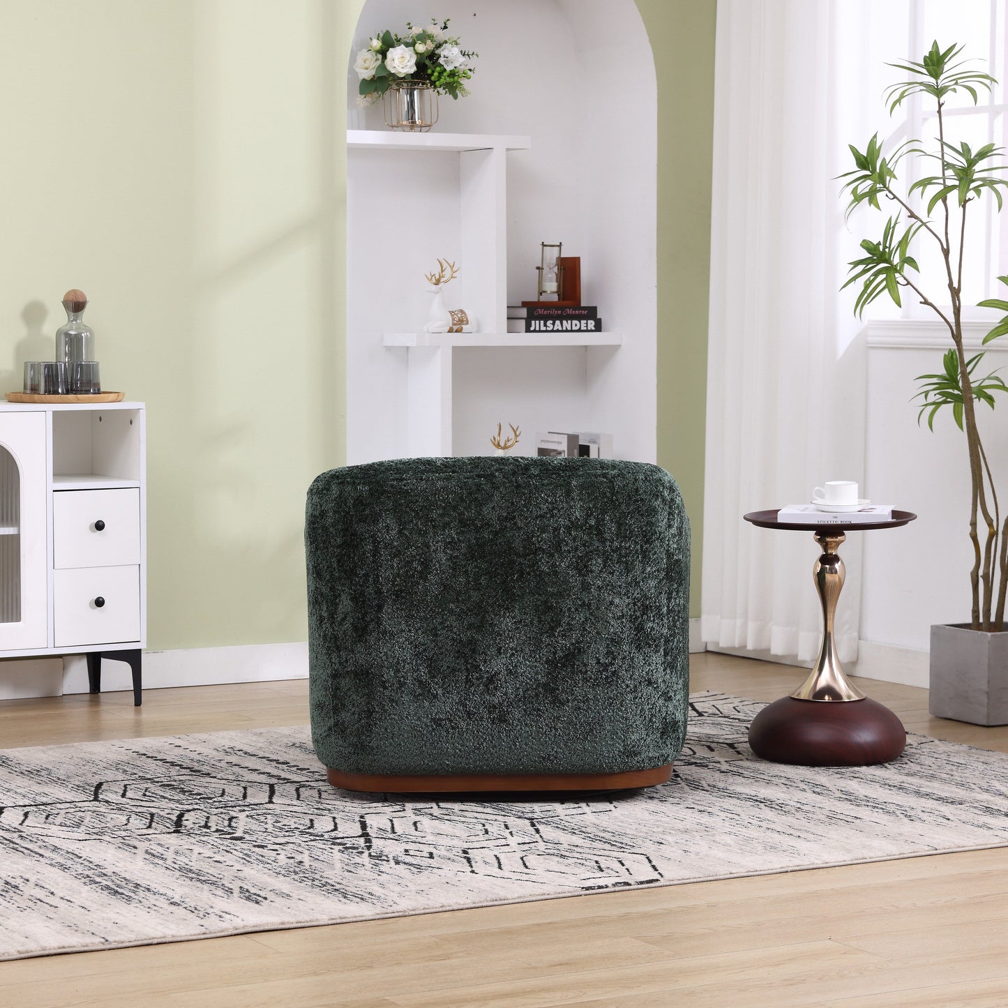 Fauteuil pivotant en chenille, canapé d'appoint confortable à 360 degrés pour salon, chambre à coucher et bureau avec coussin amovible.