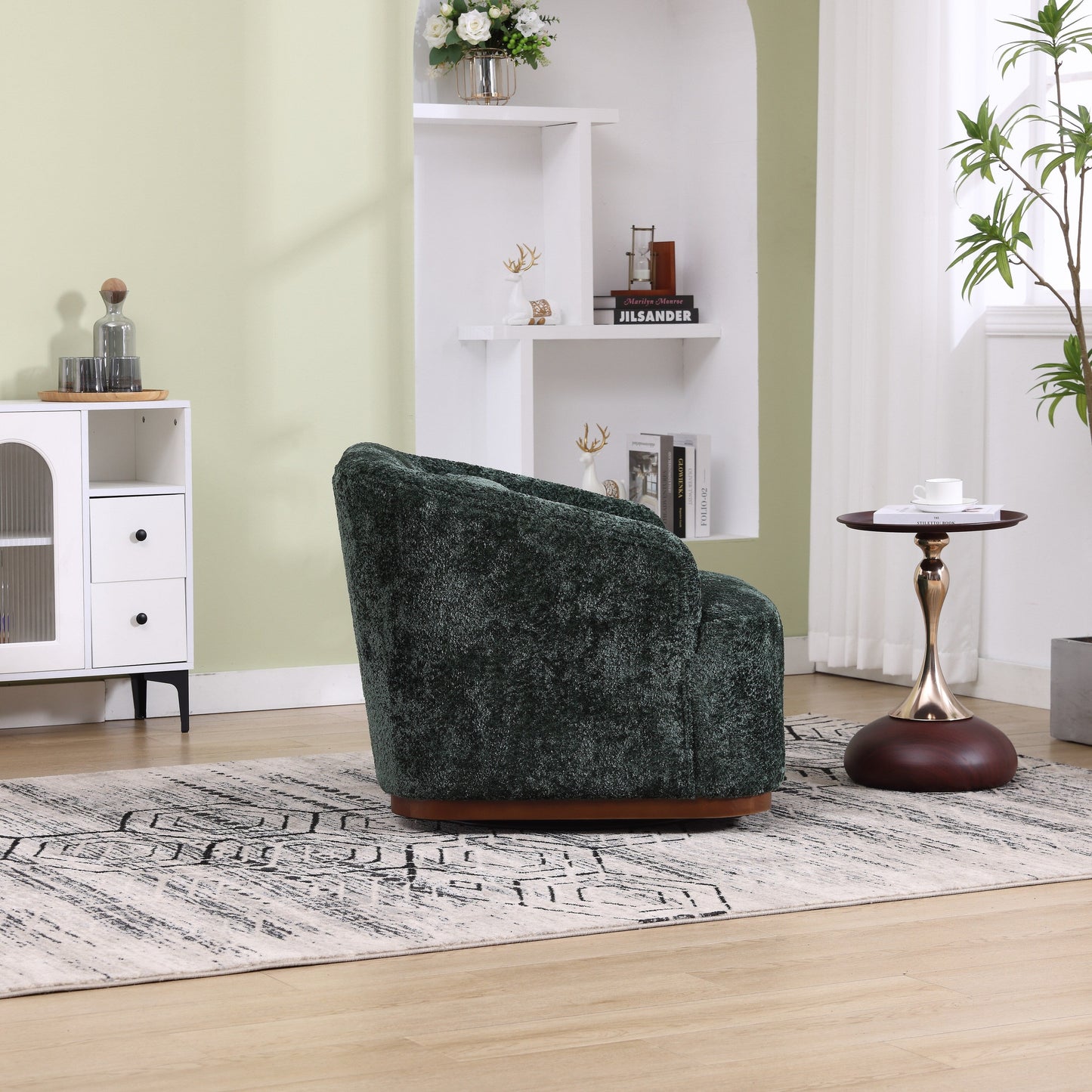 Fauteuil pivotant en chenille, canapé d'appoint confortable à 360 degrés pour salon, chambre à coucher et bureau avec coussin amovible.