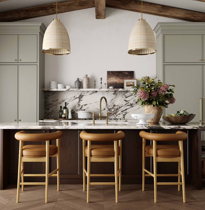 Tabouret de bar Para en cuir végétalien, cognac