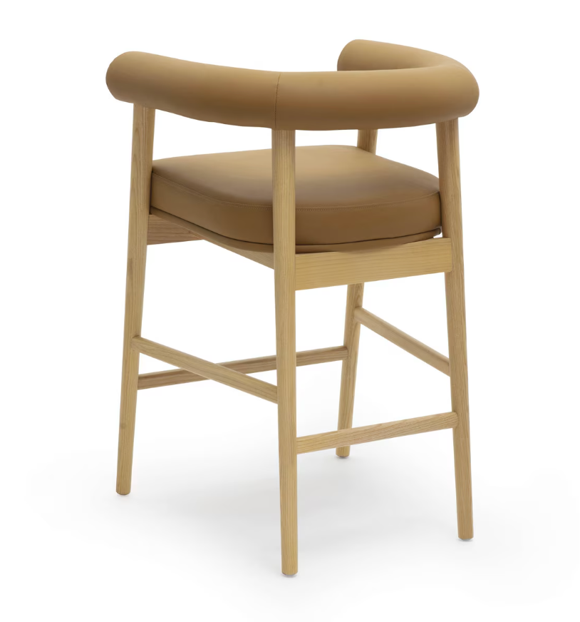 Tabouret de bar Para en cuir végétalien, cognac