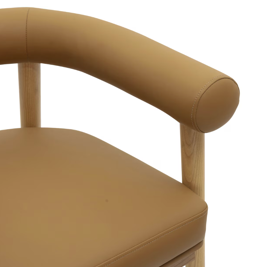 Tabouret de bar Para en cuir végétalien, cognac