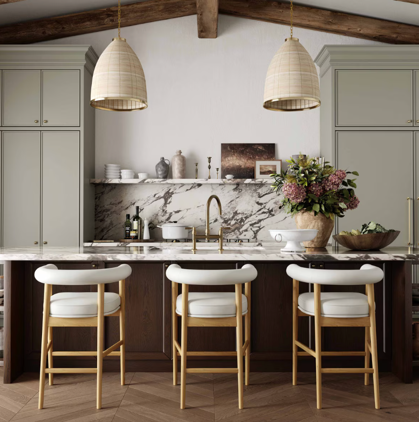 Tabouret de bar Para en cuir végétalien, blanc